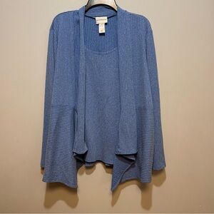 Alfred Dunner Blue Cardigan Sweater Relaxed Open-Front Design